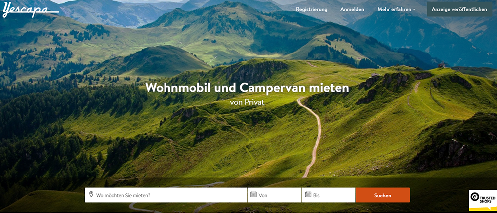 Yescapa Buchungsplattform - Wohnmobile privat mieten