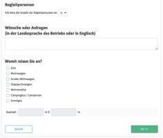 Eingaben online beim Campingplatz buchen