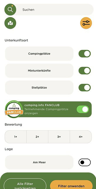 camping.info app filter 1