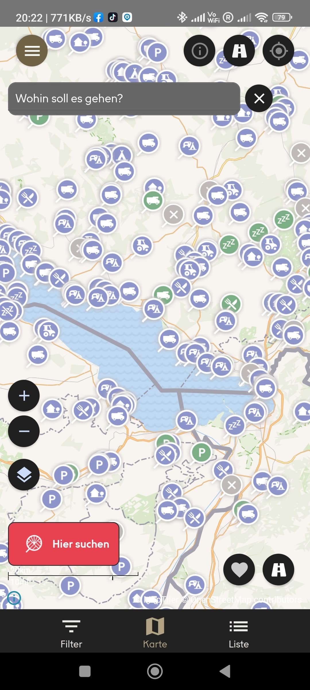 Camping Apps camping-app.eu Kartenansicht