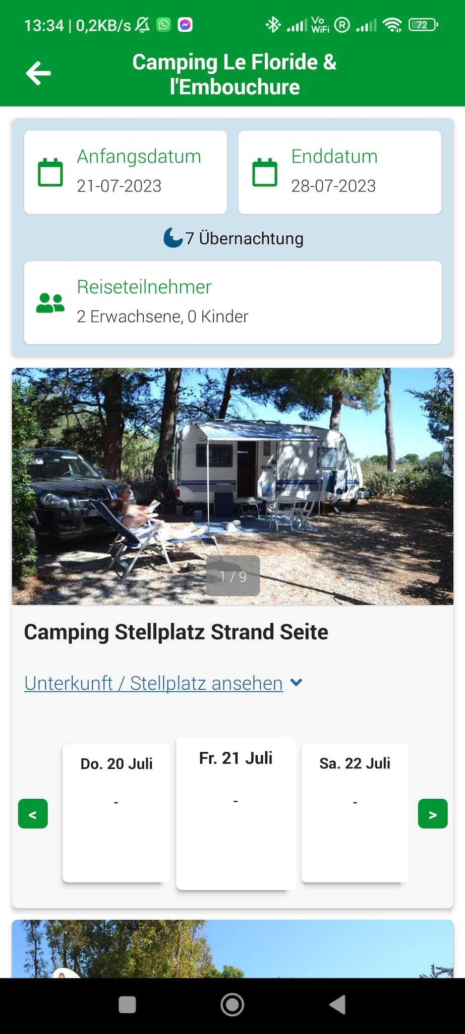 acsi camping europa app buchung