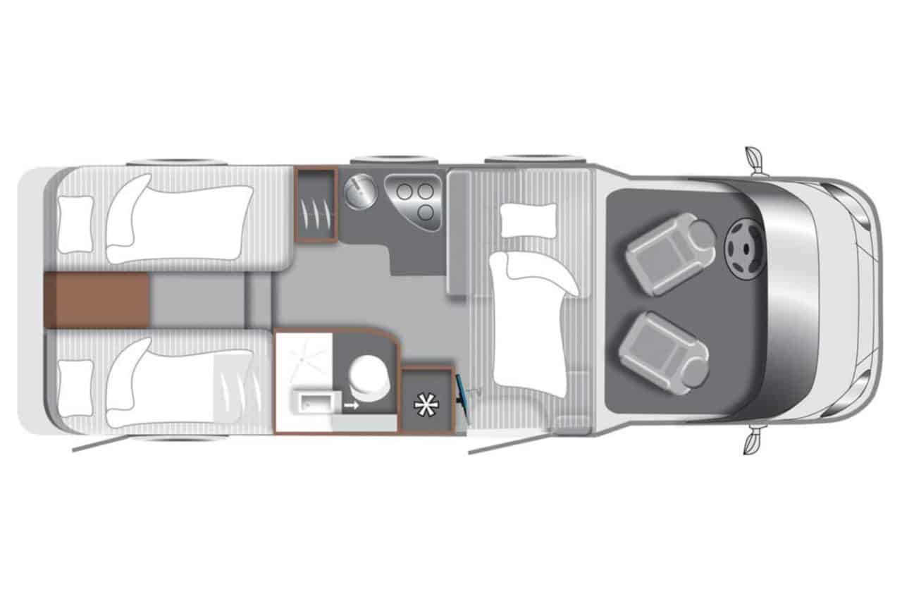 LMC Tourer Lift Ford im Wohnmobil-Test: Komfort und Kreativität im teilintegrierten H 664 G (2024) 2 Grundriss
