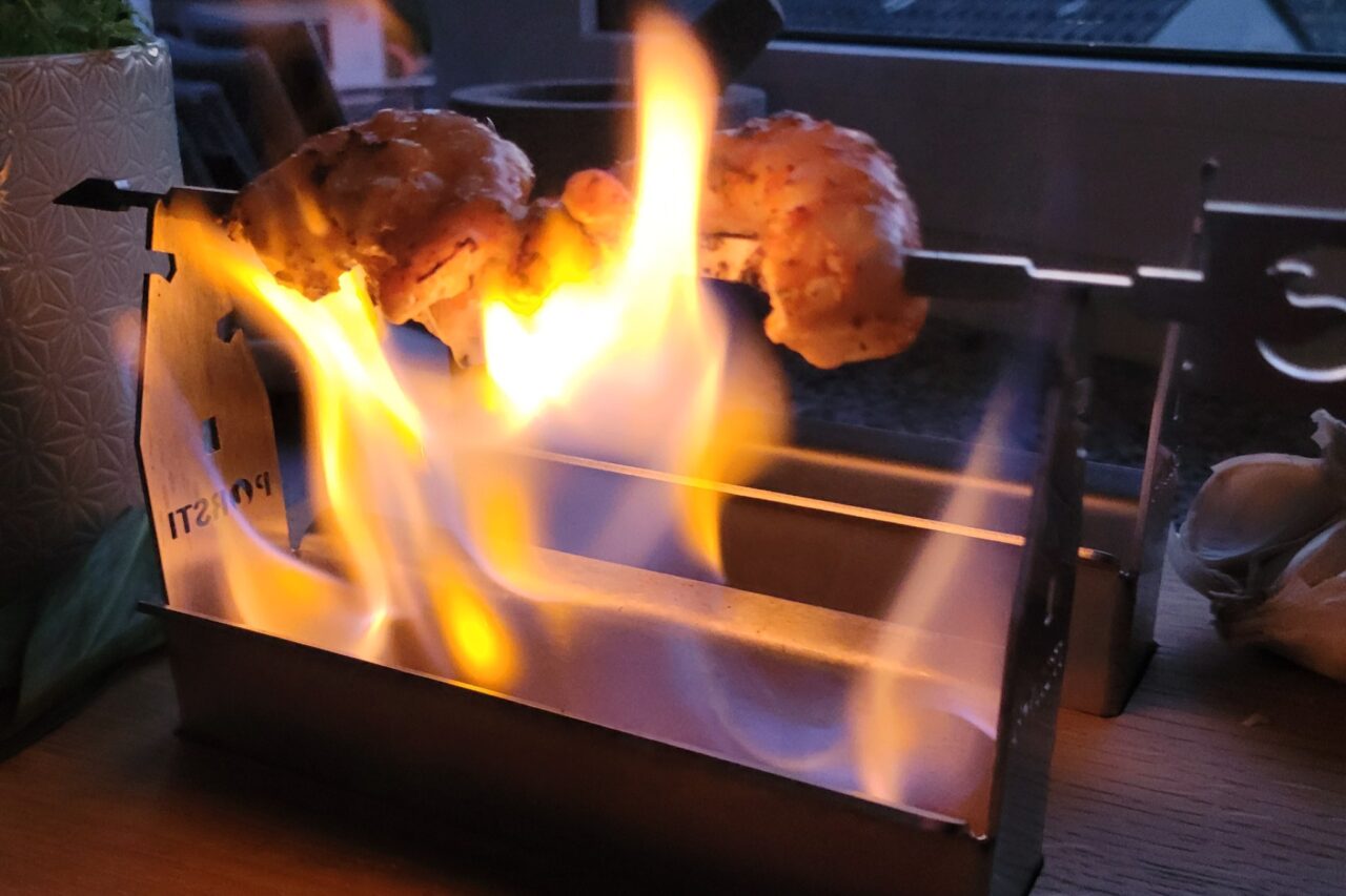Flameboard Garnelen unter Flammen