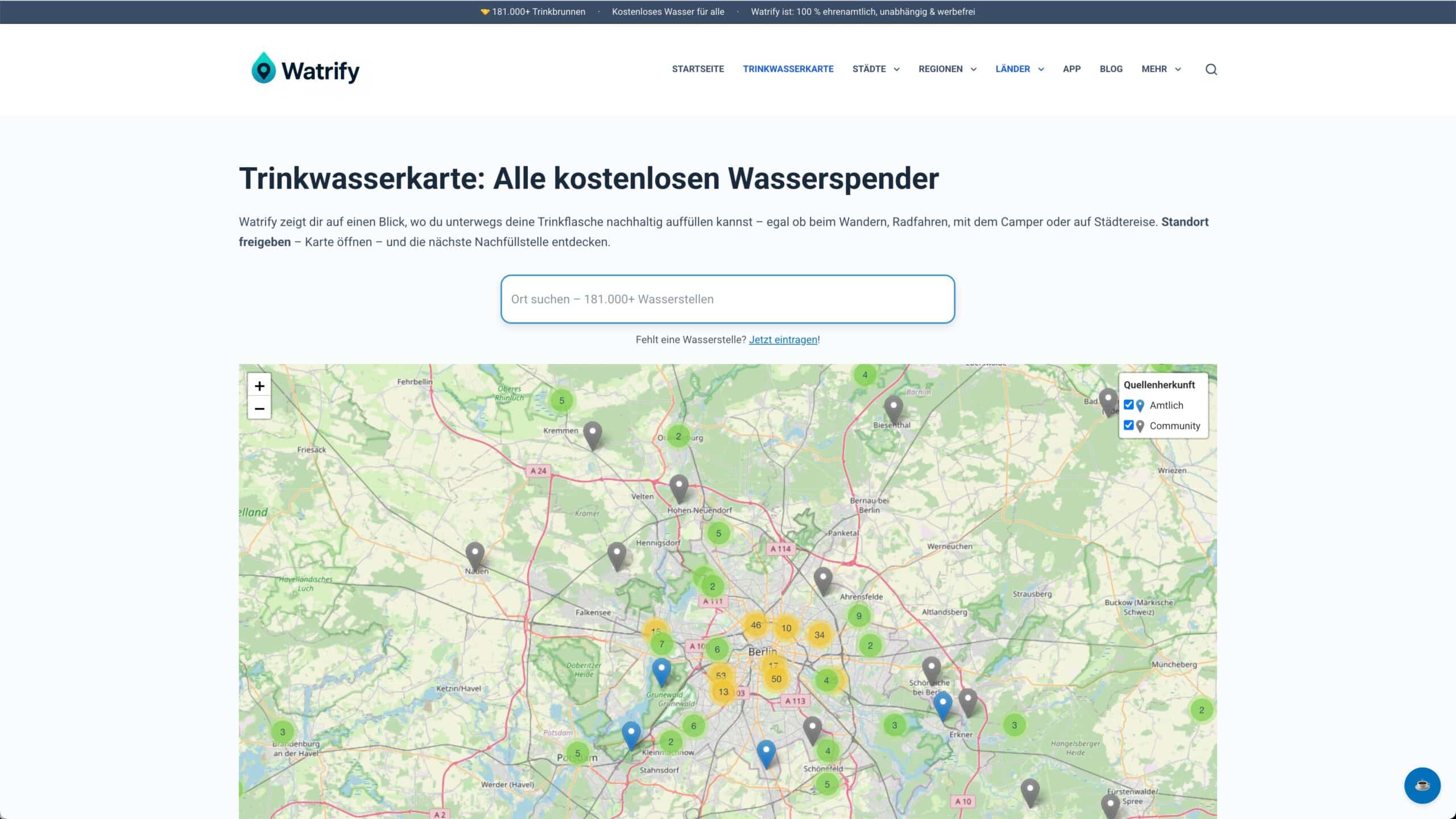 Camper aufgepasst: Mit dieser App findest du immer gratis Trinkwasser – über 180.000 Spots in Europa!